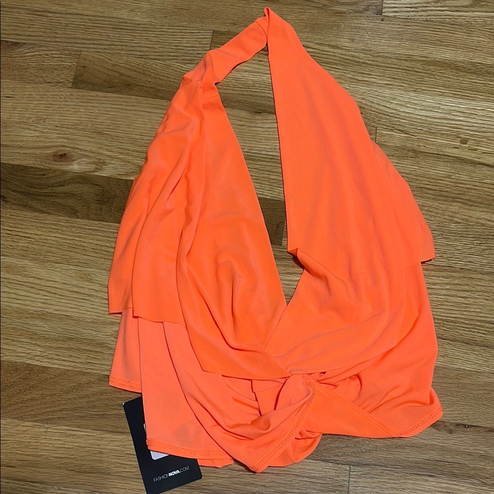 Fashion Nova Orange Cowl Neck Top - Size L (NWT)